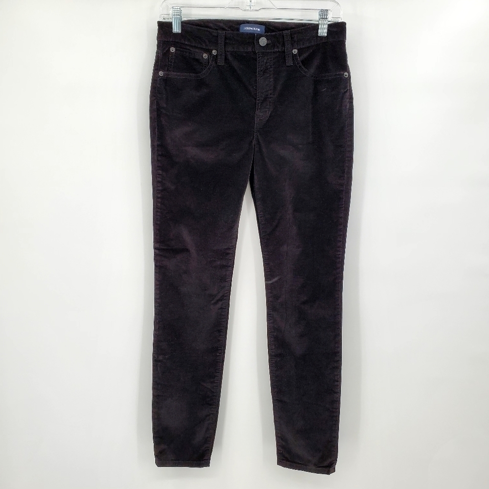 J. Crew 9" Black High-Rise Toothpick Jean in Velvet